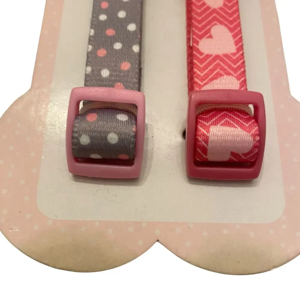 NWT Smoochie Pooch Small Dog Collar Set of TWO Polka Dot and Heart Patterns